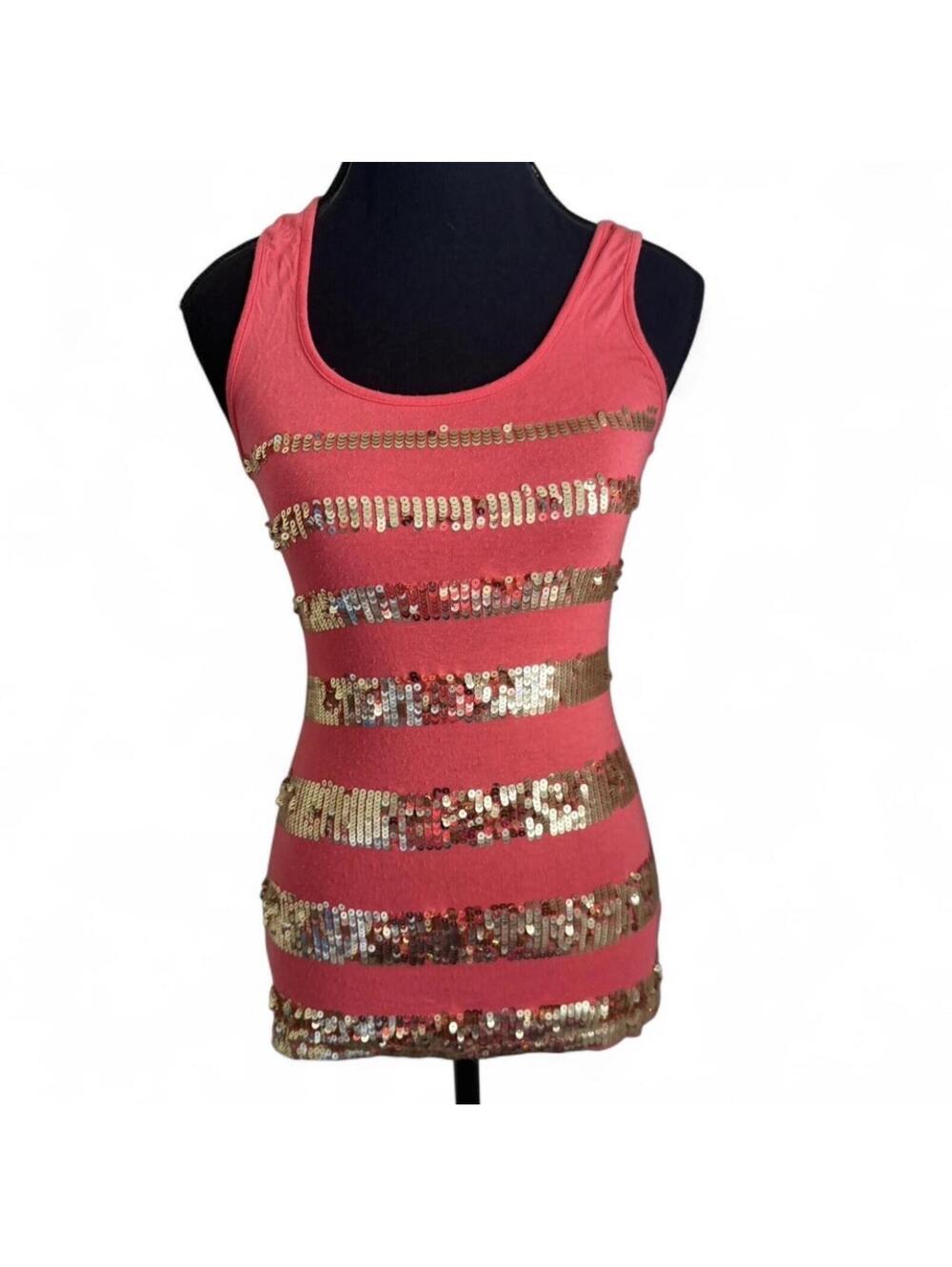 Bebe pink women’s sequin tank top size xs